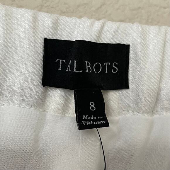 Talbots Pants Womens Size 8 Off White 100% Linen Straight Leg Trouser Preppy - Picture 9 of 12